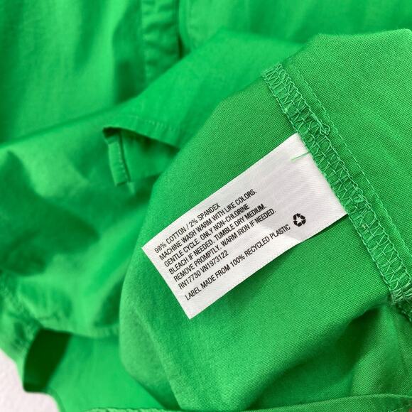 A NEW DAY Top XS Boyfriend Shirt Button Up Long Sleeve Stretch Cotton Green - Picture 8 of 12